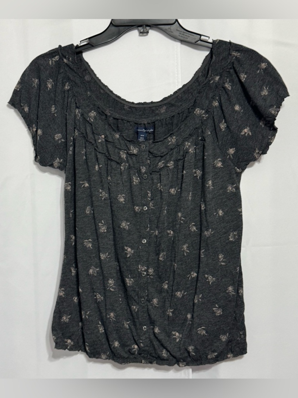 American Eagle Black Knit Top Office Siren Minimalist Essential 90s Archival M